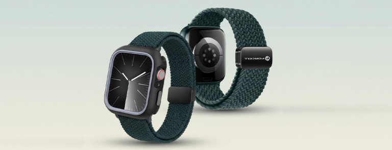 Smartwatch with a braided band in Transformative Teal (2026 trend)